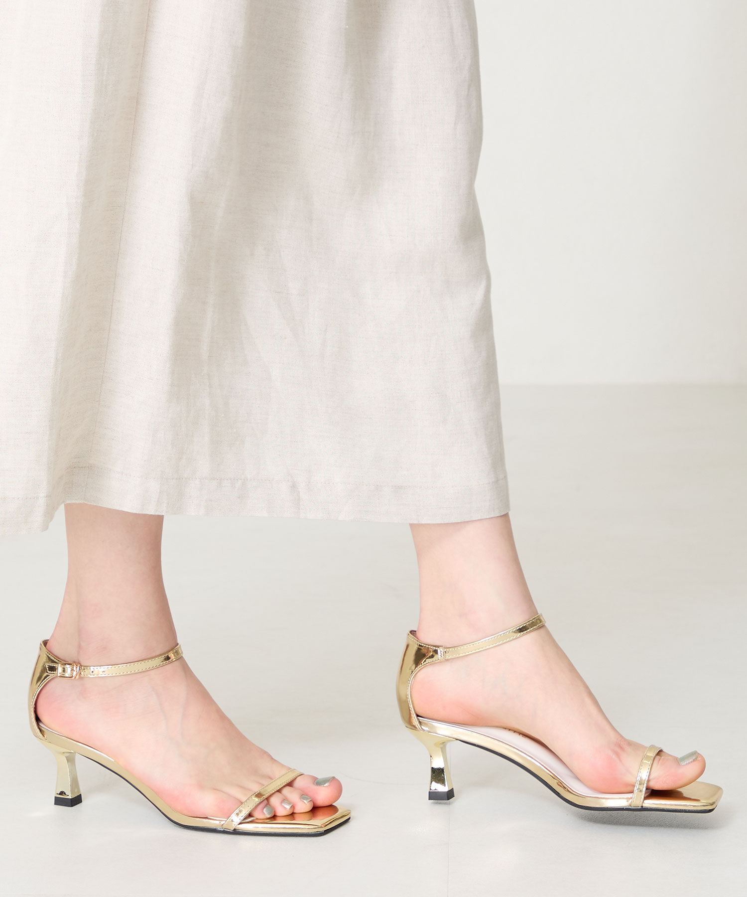 ORiental TRaffic「【WEB限定】ナローストラップヒールサンダル/31292 サンダル 人気 売れてる トレンド ヒール6.5cm」|サンダル|