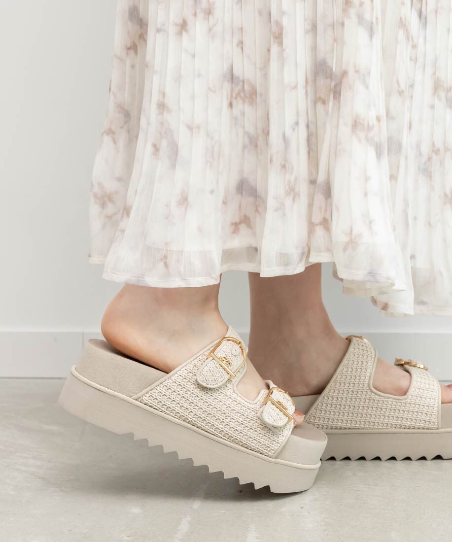  「ダブルベルトラフィアライクサンダル」|サンダル|