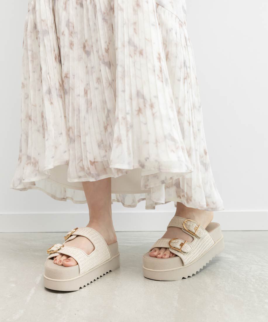  「ダブルベルトラフィアライクサンダル」|サンダル|