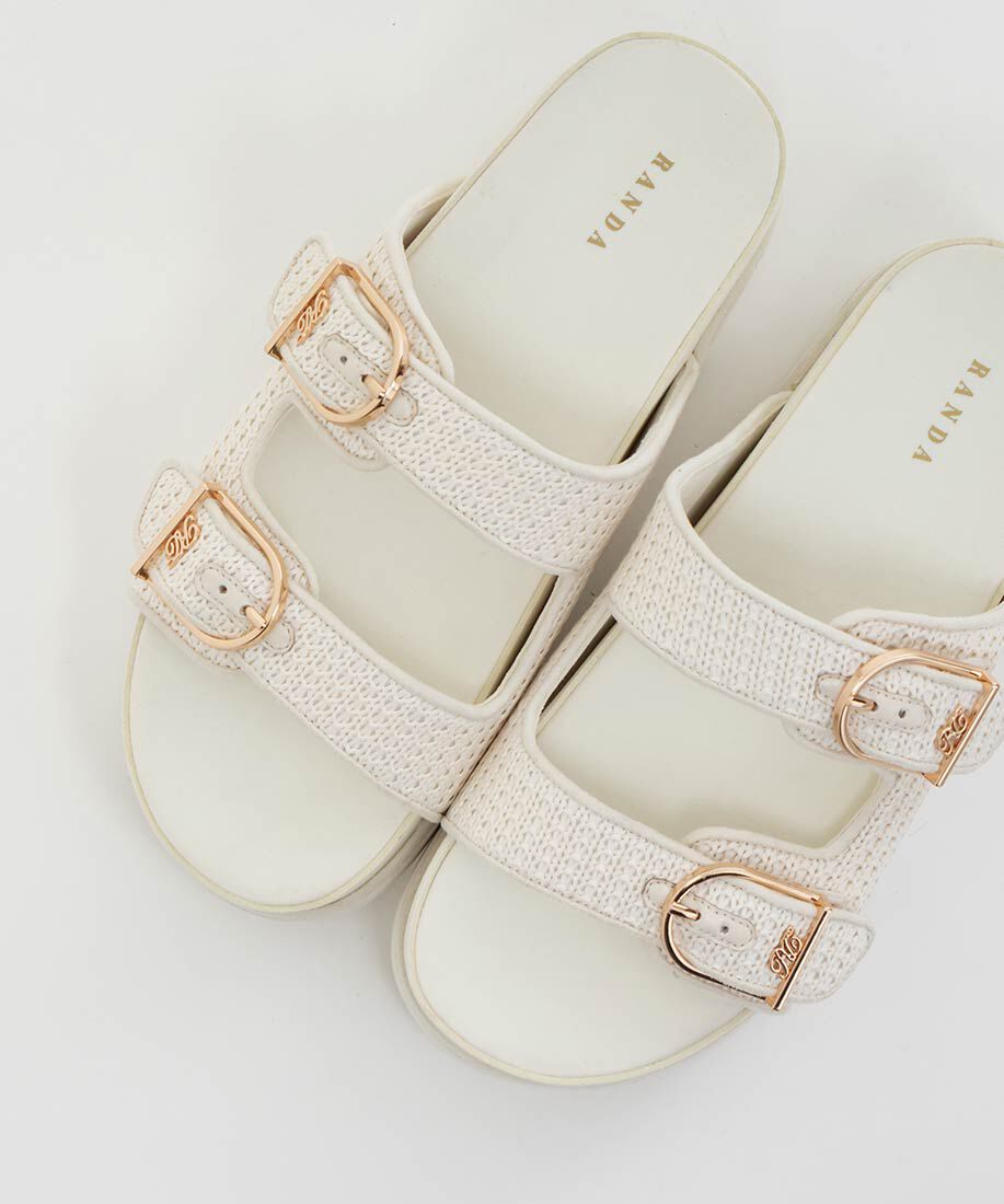  「ダブルベルトラフィアライクサンダル」|サンダル|