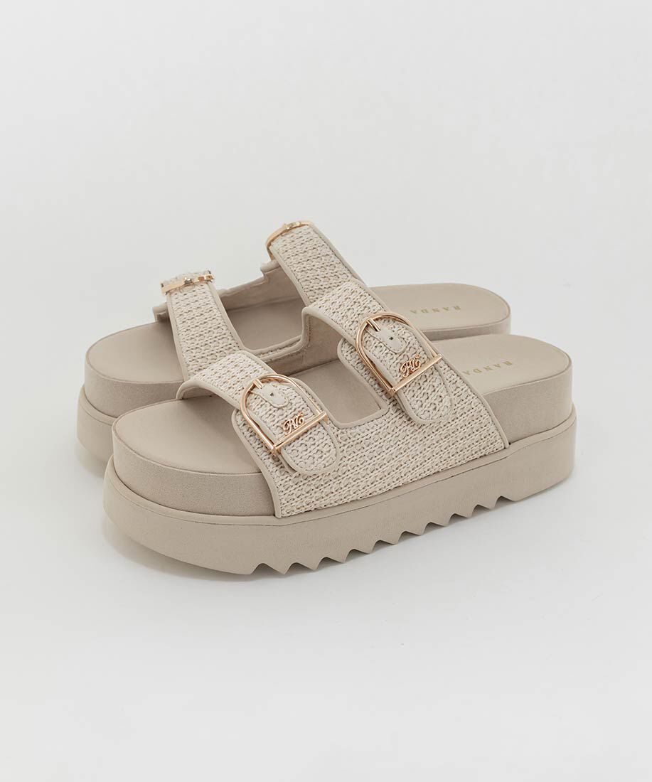  「ダブルベルトラフィアライクサンダル」|サンダル|