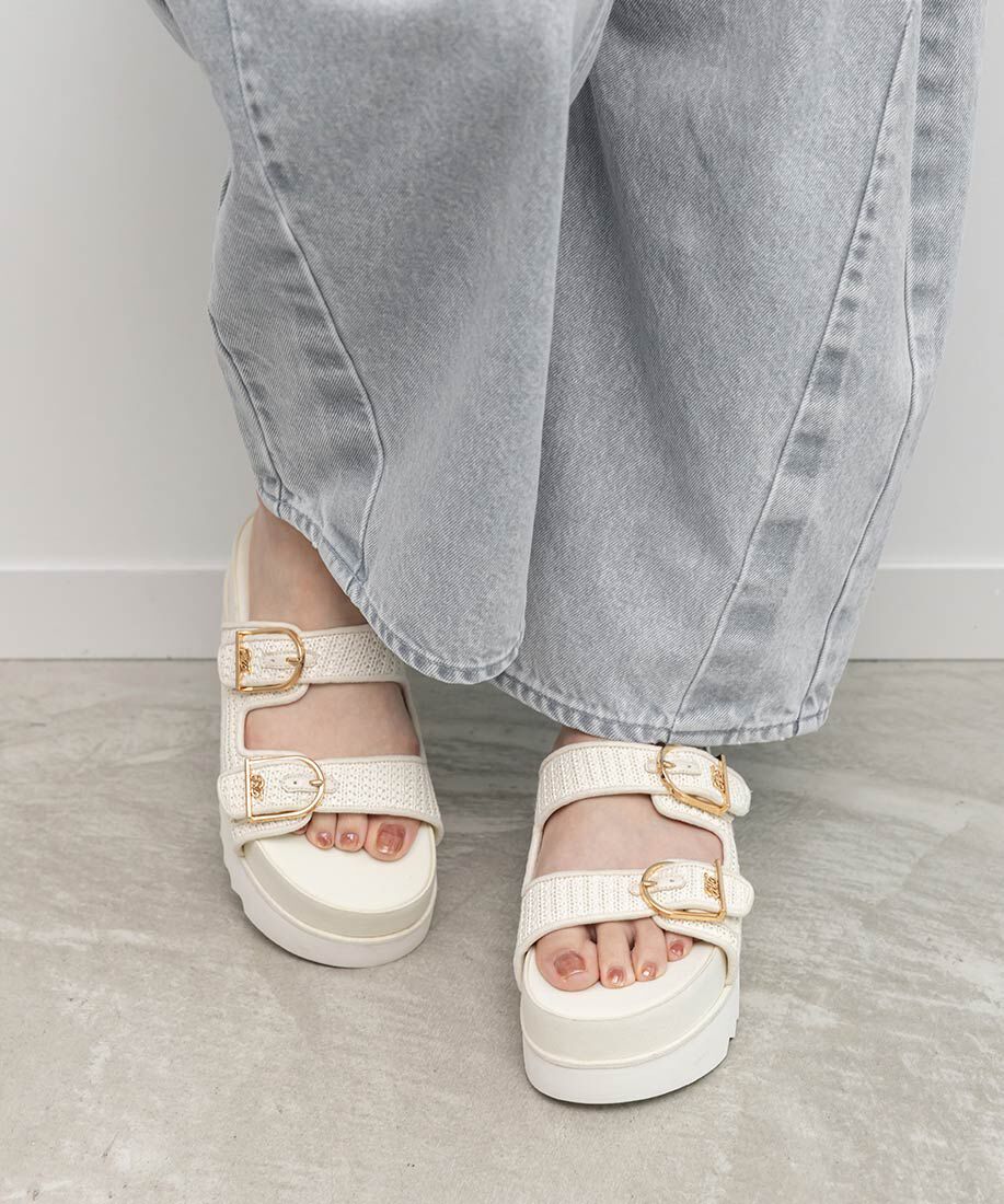  「ダブルベルトラフィアライクサンダル」|サンダル|