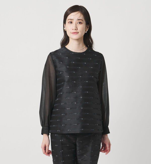 UNITED ARROWS「リボン カットジャガード ブラウス」|シャツ・ブラウス|