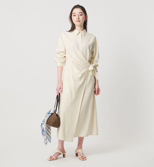 UNITED ARROWS「ドレープ ギャザー ワンピース ‐ウォッシャブル‐」|ワンピース|OFF WHITE