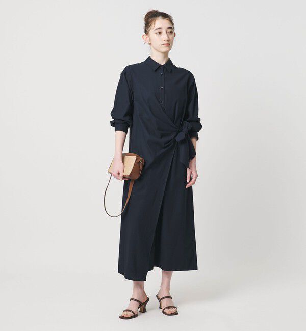 UNITED ARROWS「ドレープ ギャザー ワンピース ‐ウォッシャブル‐」|ワンピース|NAVY