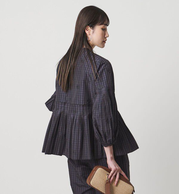 UNITED ARROWS「ギンガムチェック フラワー ジャガード ブラウス ‐ウォッシャブル‐」|シャツ・ブラウス|