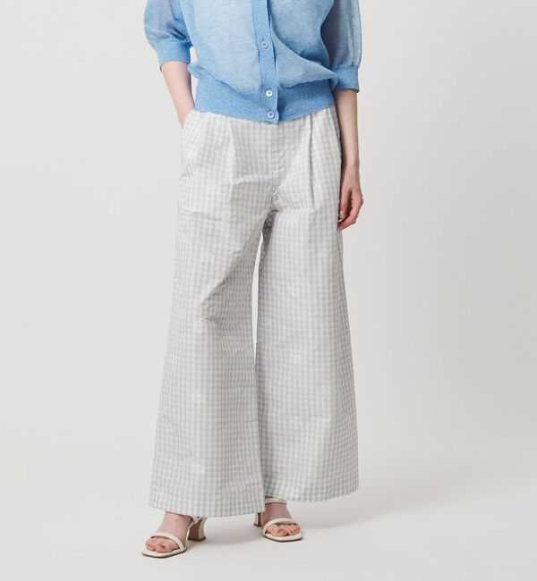 UNITED ARROWS「ギンガムチェック フラワー ジャガード ワイドパンツ ‐ウォッシャブル‐」|その他|OFF WHITE