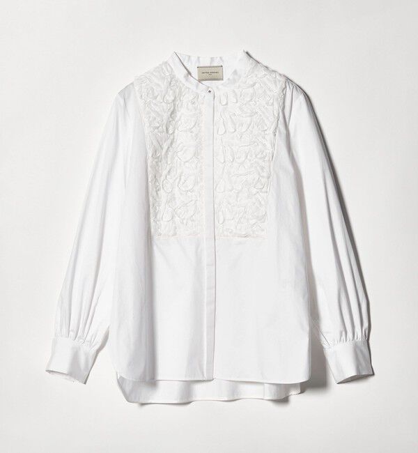 UNITED ARROWS「サテン エンブロイダリーフラワー シャツ ブラウス」|シャツ・ブラウス|