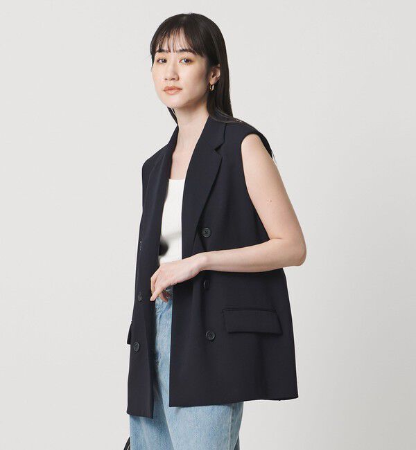 UNITED ARROWS「Drapy テーラード ミドル ベスト」|ベスト・ジレ|NAVY