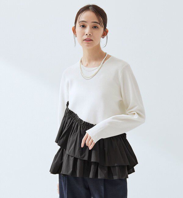 UNITED ARROWS green label relaxing「タフタ ドッキング ペプラム プルオーバー ニット ウォッシャブル」|ニット・セーター|