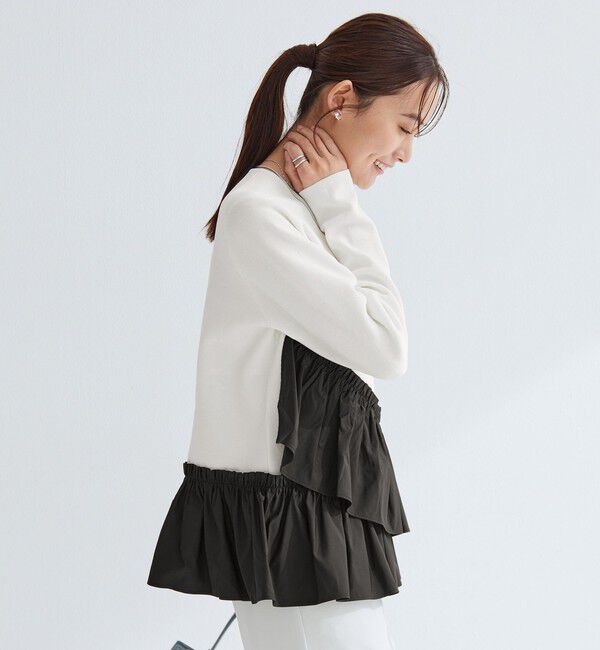 UNITED ARROWS green label relaxing「タフタ ドッキング ペプラム プルオーバー ニット ウォッシャブル」|ニット・セーター|