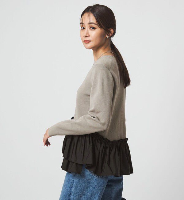 UNITED ARROWS green label relaxing「タフタ ドッキング ペプラム プルオーバー ニット ウォッシャブル」|ニット・セーター|