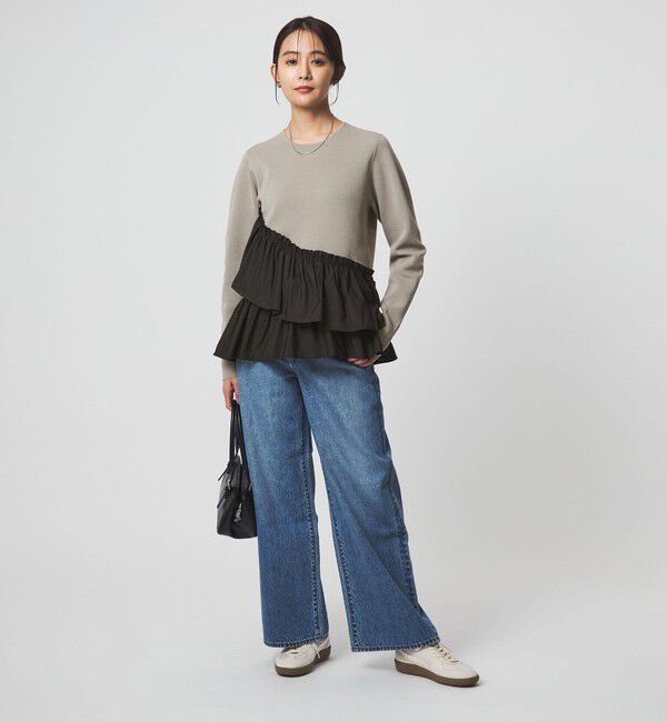 UNITED ARROWS green label relaxing「タフタ ドッキング ペプラム プルオーバー ニット ウォッシャブル」|ニット・セーター|