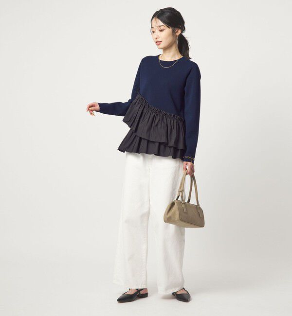 UNITED ARROWS green label relaxing「タフタ ドッキング ペプラム プルオーバー ニット ウォッシャブル」|ニット・セーター|