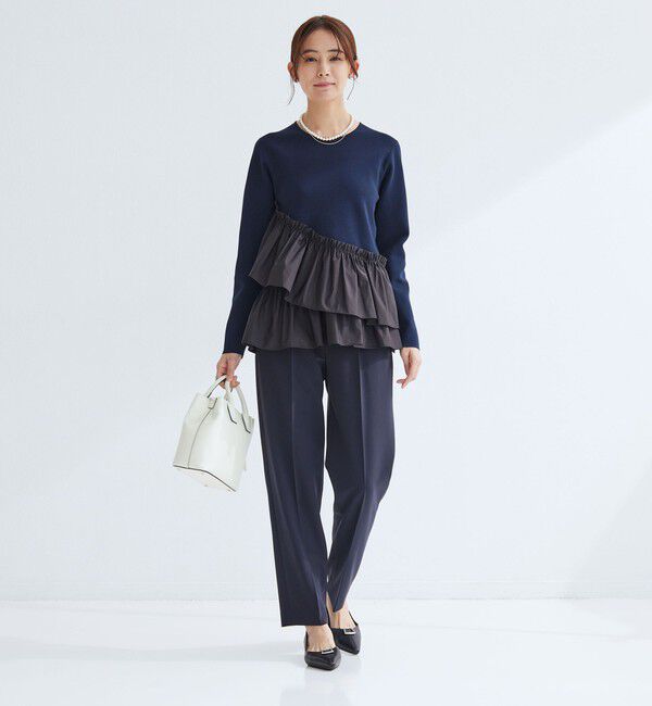 UNITED ARROWS green label relaxing「タフタ ドッキング ペプラム プルオーバー ニット ウォッシャブル」|ニット・セーター|