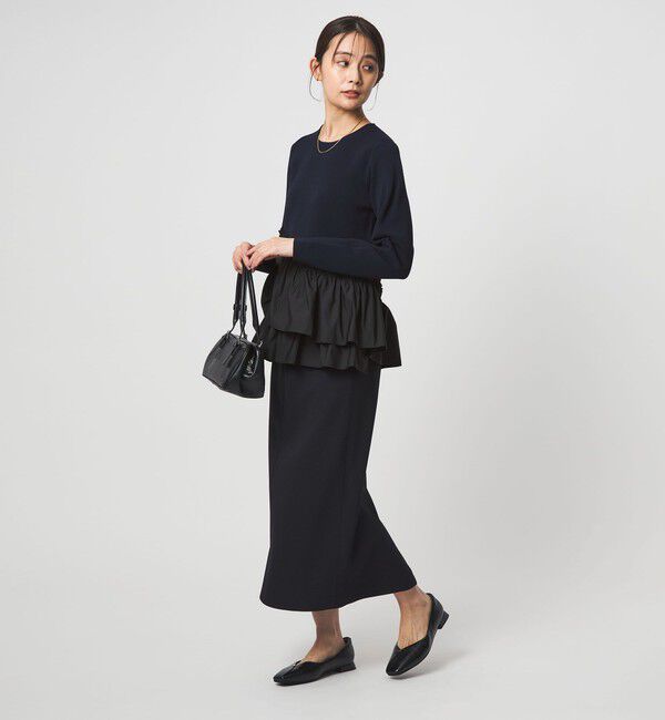 UNITED ARROWS green label relaxing「タフタ ドッキング ペプラム プルオーバー ニット ウォッシャブル」|ニット・セーター|