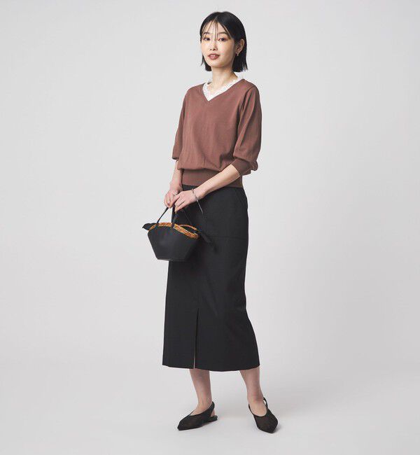 UNITED ARROWS green label relaxing「レース Vネック プルオーバー ニット」|ニット・セーター|