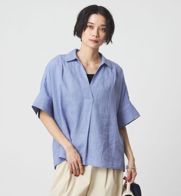 UNITED ARROWS green label relaxing「リネン スキッパー ショートスリーブ シャツ」|シャツ・ブラウス|