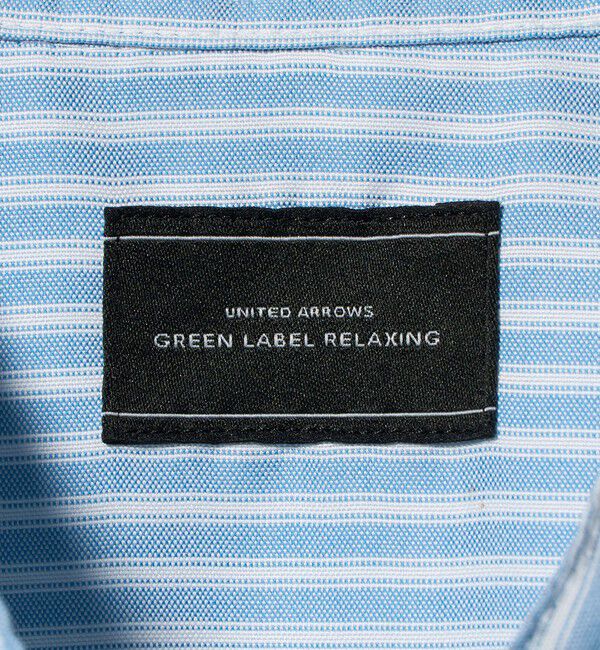 UNITED ARROWS green label relaxing「W/R オックスフォード ストライプ バンドカラー 半袖 シャツ」|シャツ・ブラウス|