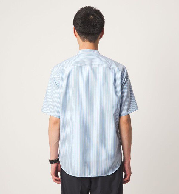 UNITED ARROWS green label relaxing「W/R オックスフォード ストライプ バンドカラー 半袖 シャツ」|シャツ・ブラウス|