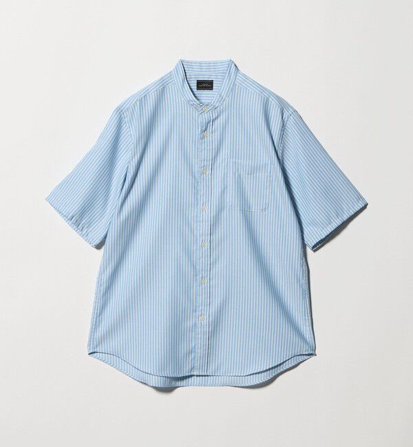 UNITED ARROWS green label relaxing「W/R オックスフォード ストライプ バンドカラー 半袖 シャツ」|シャツ・ブラウス|