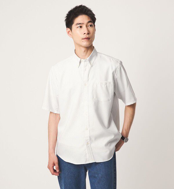 UNITED ARROWS green label relaxing「W/R オックス ボタンダウン 半袖 シャツ」|シャツ・ブラウス|LT.GRAY