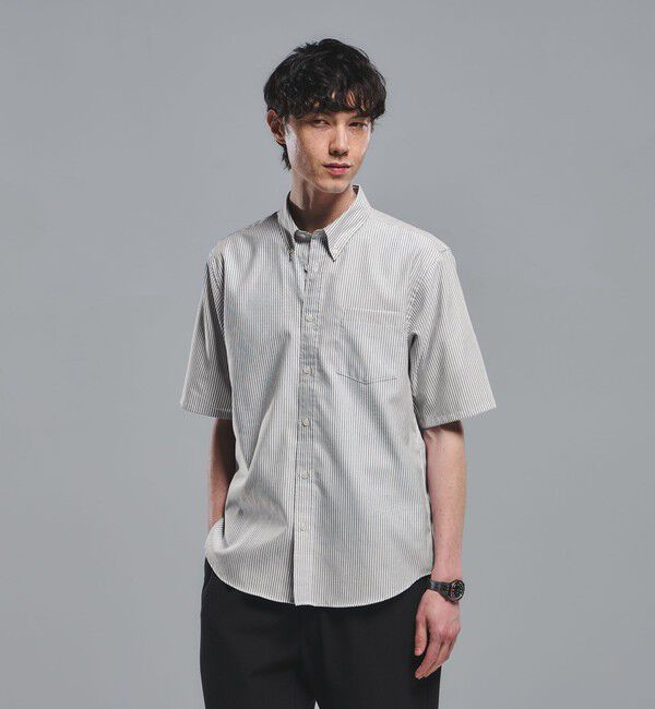 UNITED ARROWS green label relaxing「W/R オックス ボタンダウン 半袖 シャツ」|シャツ・ブラウス|NAVY