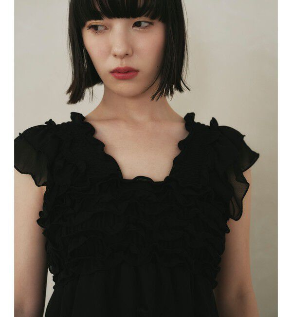 EMMEL REFINES「＜EMMEL REFINES＞EM フリルカット ビスチェ」|Tシャツ・カットソー|BLACK