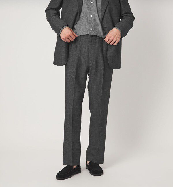 UNITED ARROWS green label relaxing「TW リネン デニムライク 01 ワイド 1プリーツ スラックス セットアップパンツ」|スラックス|BLACK