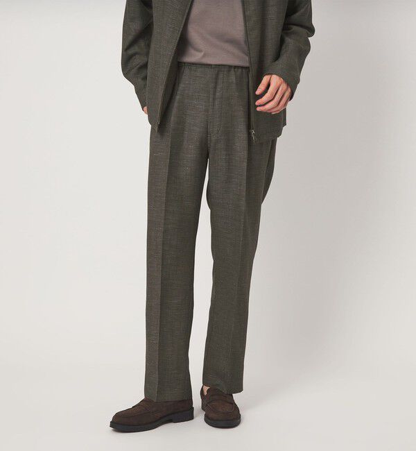 UNITED ARROWS green label relaxing「TW リネン デニムライク 01 ワイド 1プリーツ スラックス セットアップパンツ」|スラックス|DK.GREEN