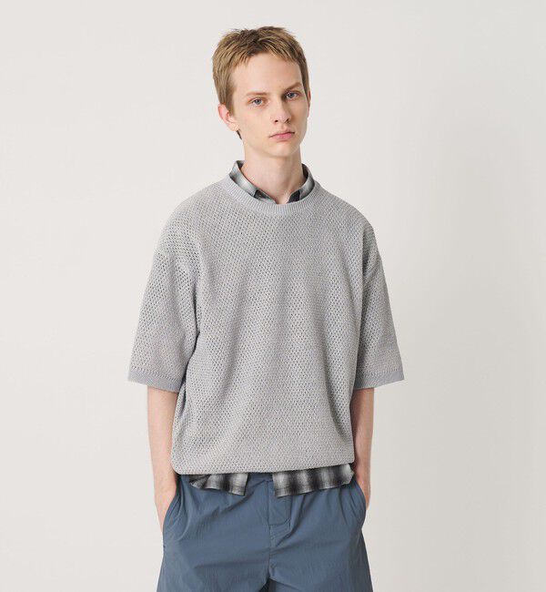 BEAUTY&YOUTH UNITED ARROWS「ダイアゴナル ウェーブ パターン クルーネック ニット」|ニット・セーター|LT.GRAY