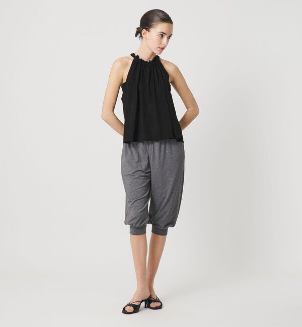 ATTISESSION「＜ATTISESSION＞シアージャージ ギャザー ホルターネックトップス」|Tシャツ・カットソー|BLACK