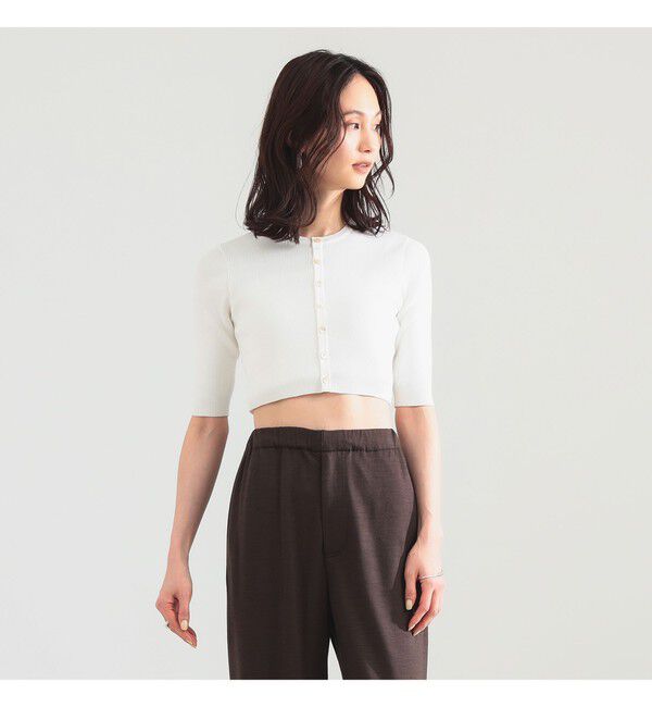 Demi-Luxe BEAMS 「AURALEE / GIZA HIGH GAUGE RIB KNIT SHORT CARDIGAN」|ニット・セーター|WHITE