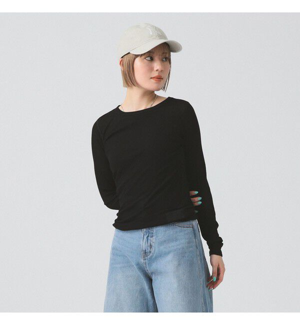 Ray BEAMS 「テレコ リブ クルーネック トップス」|Tシャツ・カットソー|