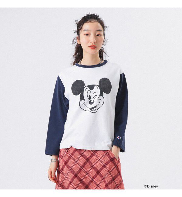 BEAMSBOY「【別注】Champion / ミッキーマウス / フットボール Tシャツ」|Tシャツ・カットソー|NAVY