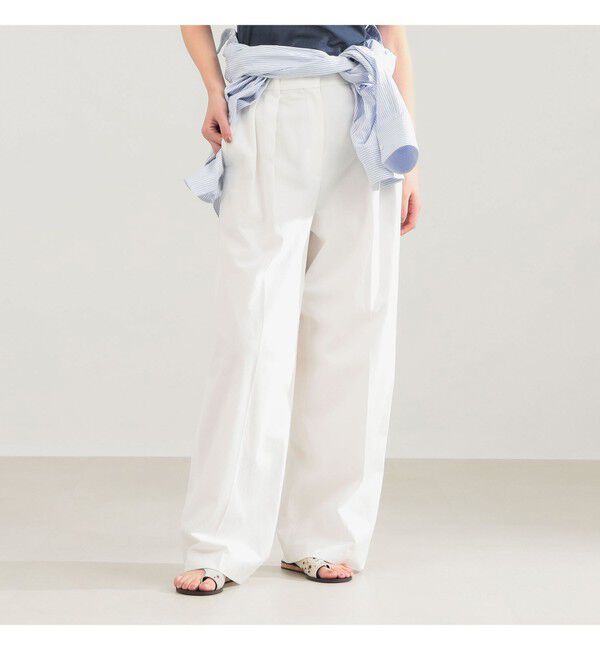 Demi-Luxe BEAMS 「AK+1 / インタック セミワイド パンツ」|チノ|WHITE