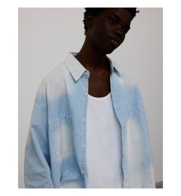 BEAMS「Damage Chambray Shirt」|シャツ・ブラウス|FADE_BLUE