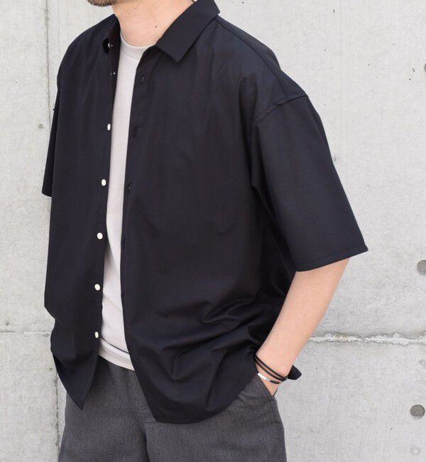 SHIPS any「SHIPS any: バンブー レーヨン ルーズ ハーフスリーブ シャツ ［BRIOS］◇」|シャツ・ブラウス|ブラック