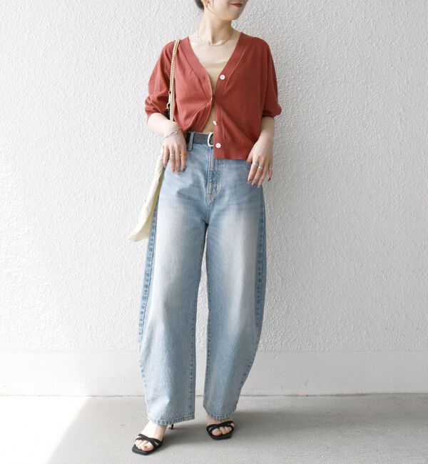 SHIPS any「SHIPS any:〈手洗い可能〉リネン ミックス Vネック ショート シアー カーディガン」|カーディガン|