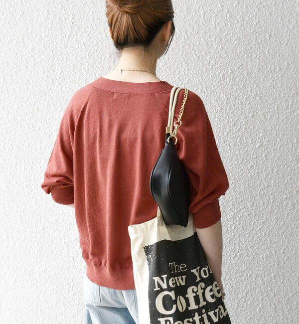 SHIPS any「SHIPS any:〈手洗い可能〉リネン ミックス Vネック ショート シアー カーディガン」|カーディガン|