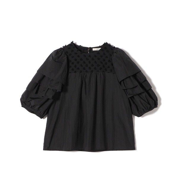 SHIPS for women「【WEB限定】〈手洗い可能〉ドット ジャカード コンビ フリル ブラウス」|シャツ・ブラウス|