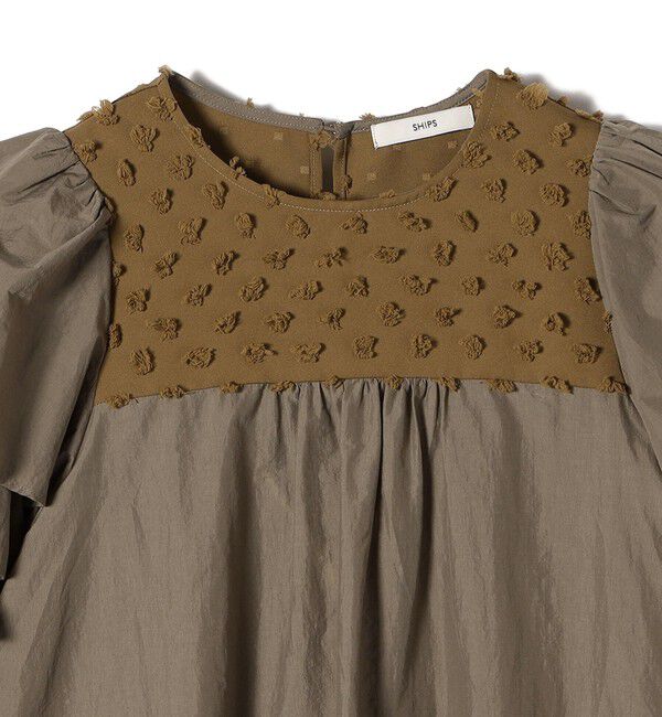 SHIPS for women「【WEB限定】〈手洗い可能〉ドット ジャカード コンビ フリル ブラウス」|シャツ・ブラウス|