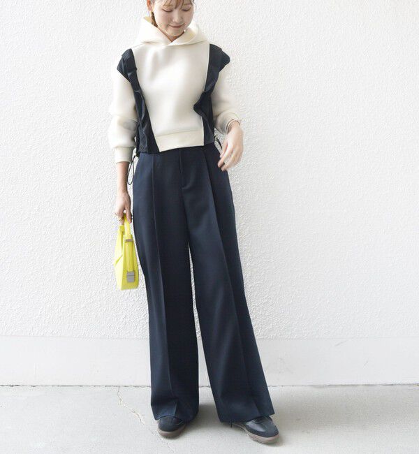 SHIPS for women「【WEB限定】〈手洗い可能〉ダンボール タフタ コンビ フーディ」|パーカー|