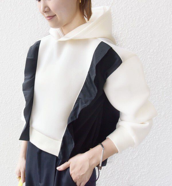 SHIPS for women「【WEB限定】〈手洗い可能〉ダンボール タフタ コンビ フーディ」|パーカー|