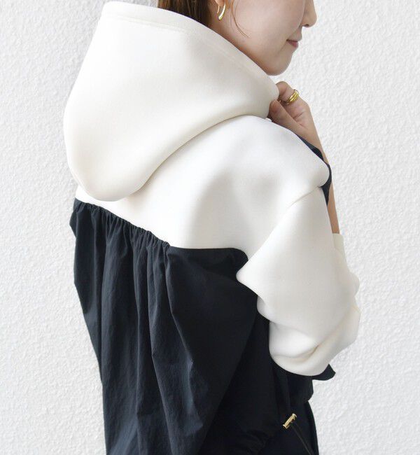 SHIPS for women「【WEB限定】〈手洗い可能〉ダンボール タフタ コンビ フーディ」|パーカー|