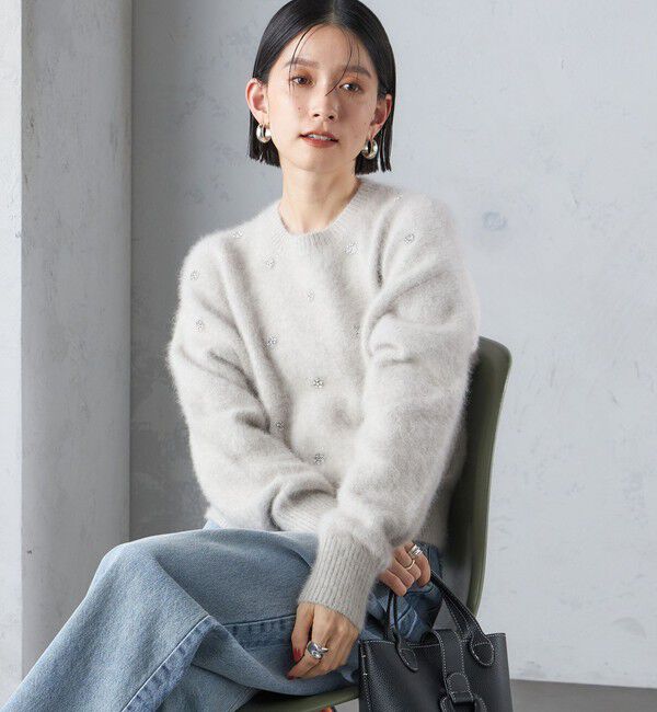 SHIPS for women「〈手洗い可能〉ビジュー FOX クルーネック プルオーバー」|ニット・セーター|