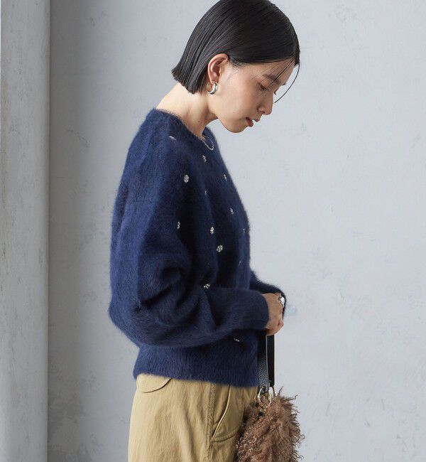 SHIPS for women「〈手洗い可能〉ビジュー FOX クルーネック プルオーバー」|ニット・セーター|