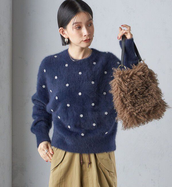 SHIPS for women「〈手洗い可能〉ビジュー FOX クルーネック プルオーバー」|ニット・セーター|