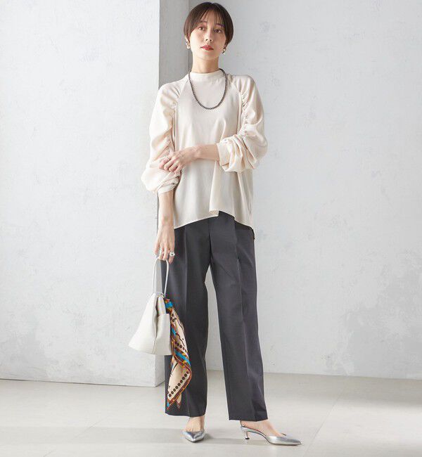 SHIPS for women「〈手洗い可能〉ストレッチ ジョーゼット 袖 ギャザー ブラウス」|シャツ・ブラウス|