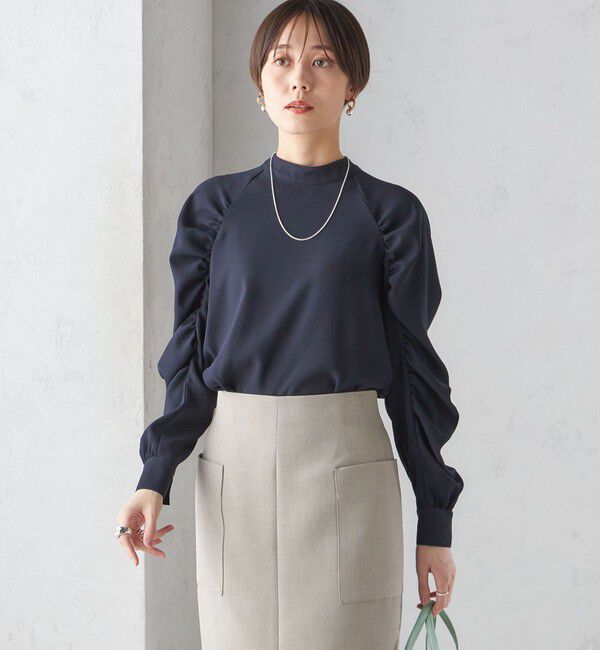 SHIPS for women「〈手洗い可能〉ストレッチ ジョーゼット 袖 ギャザー ブラウス」|シャツ・ブラウス|